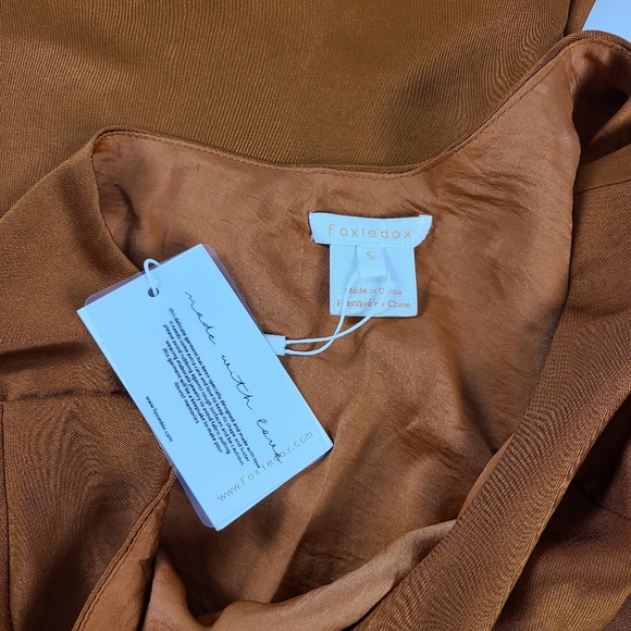 NWOT FOXIEDOX Rust Orange Winter Satin Jumpsuit - Picture 5 of 7